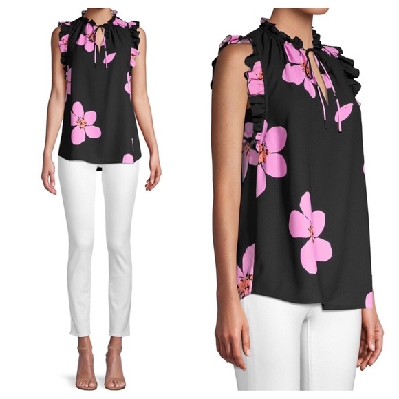 kate spade Tops - Kate Spade Grand Flora Tie Neck Top!